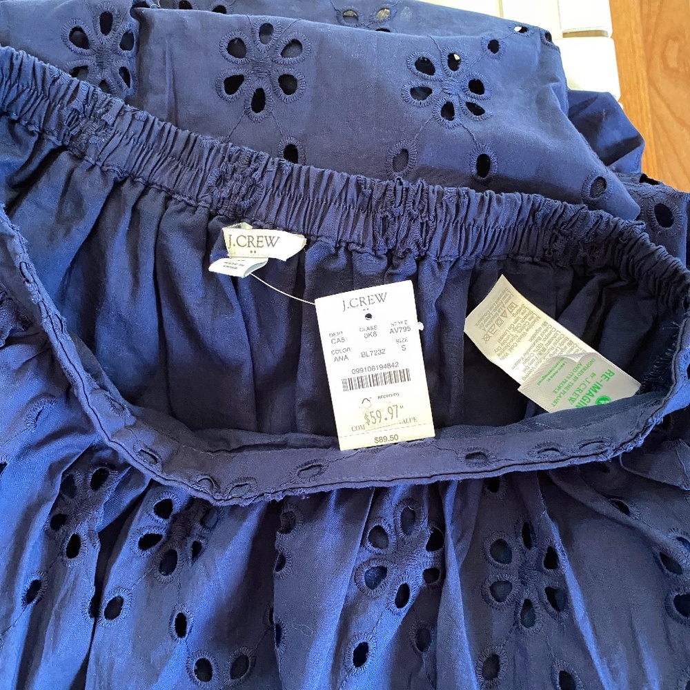 NWT JCrew Eyelet Skirt With Pockets, Size XS